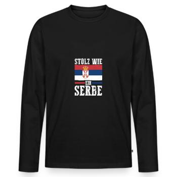 Serbe Serbe Serbie - T-shirt manches longues Premium bio Homme - noir - Devant - Nico (187cm)