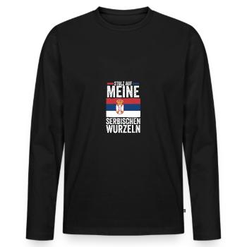 Serbe Serbe Serbie - T-shirt manches longues Premium bio Homme - noir - Devant - Nico (187cm)