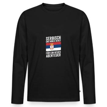 Serbe Serbe Serbie - T-shirt manches longues Premium bio Homme - noir - Devant - Nico (187cm)