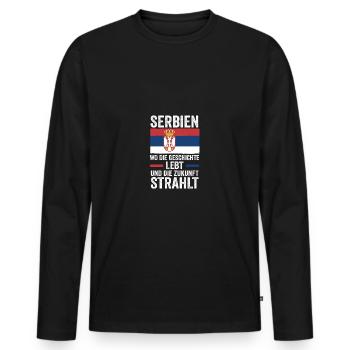 Serbe Serbe Serbie - T-shirt manches longues Premium bio Homme - noir - Devant - Nico (187cm)
