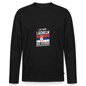 Serbe Serbe Serbie - T-shirt manches longues Premium bio Homme - noir - Devant - Nico (187cm)