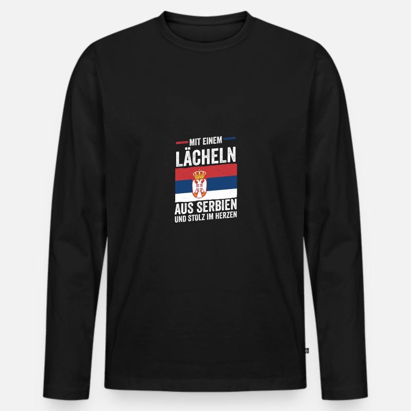 Serbe Serbe Serbie - T-shirt manches longues Premium bio Homme - noir