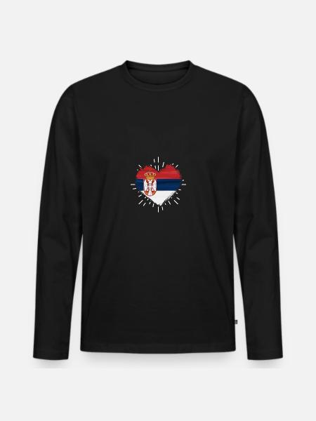 Serbe Serbe Serbie - T-shirt manches longues Premium bio Homme - noir