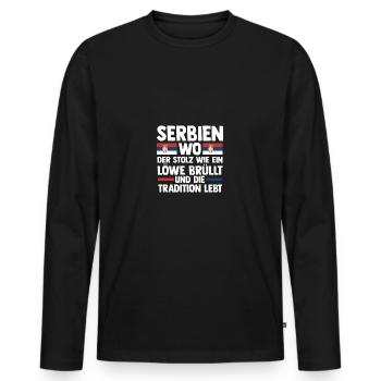 Serbe Serbe Serbie - T-shirt manches longues Premium bio Homme - noir - Devant - Nico (187cm)