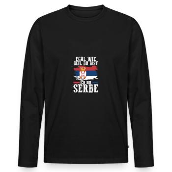 Serbe Serbe Serbie - T-shirt manches longues Premium bio Homme - noir - Devant - Nico (187cm)