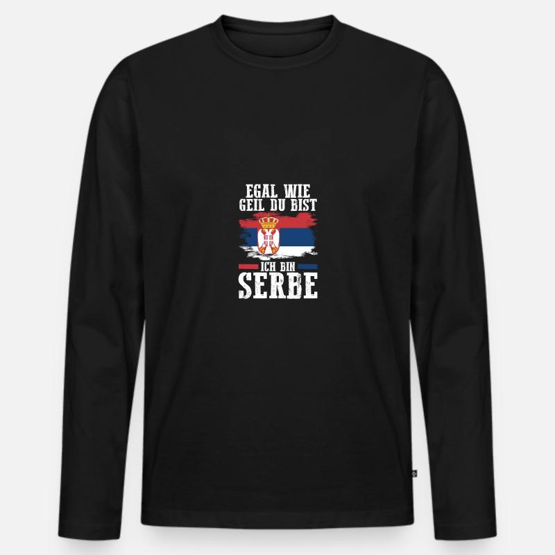 Serben Serbisch Serbien - Männer Premium Bio Langarmshirt - Schwarz