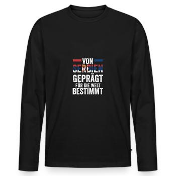 Serbe Serbe Serbie - T-shirt manches longues Premium bio Homme - noir - Devant - Nico (187cm)
