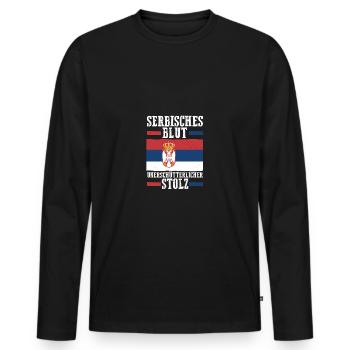 Serbe Serbe Serbie - T-shirt manches longues Premium bio Homme - noir - Devant - Nico (187cm)