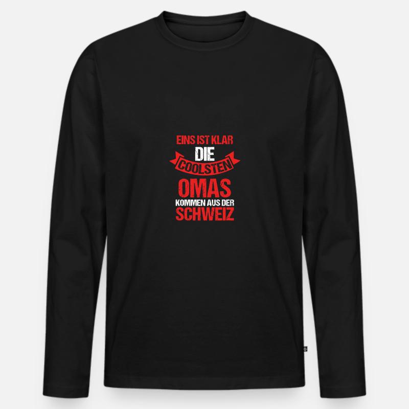 Schweizer Oma Großmutter Schweiz - Männer Premium Bio Langarmshirt - Schwarz
