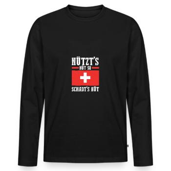 Swiss Switzerland - Men's Premium Organic Long Sleeve Shirt - black - Front - Nico (187cm)