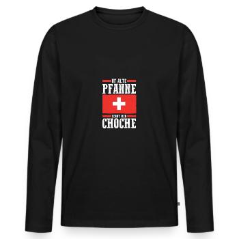 Swiss Switzerland - Men's Premium Organic Long Sleeve Shirt - black - Front - Nico (187cm)