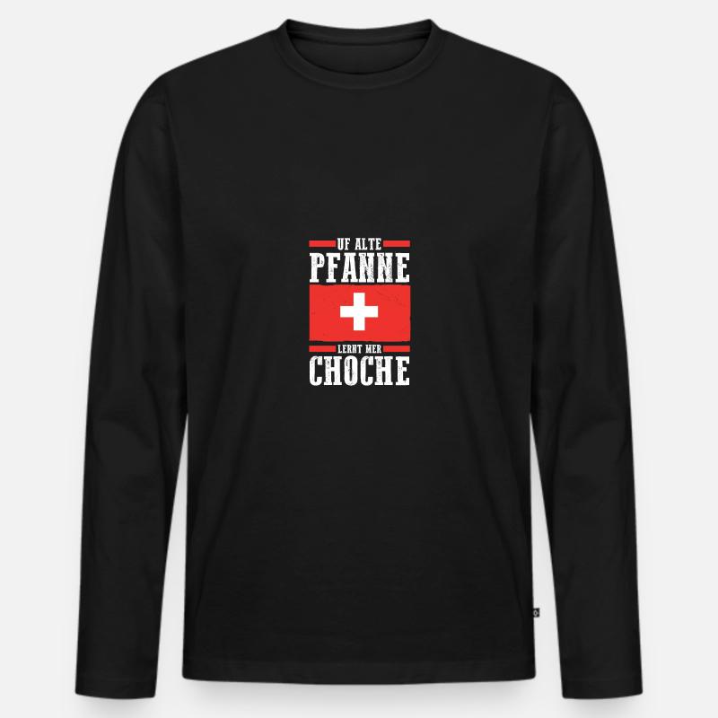 Schweizer Schweiz - Männer Premium Bio Langarmshirt - Schwarz