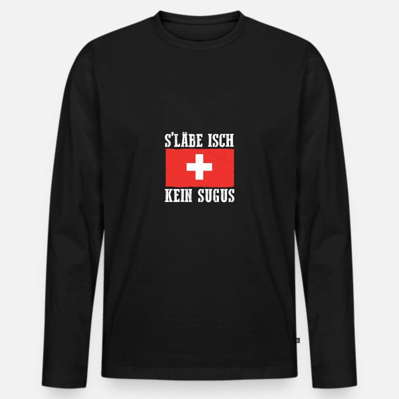 Schweizer Schweiz - Männer Premium Bio Langarmshirt - Schwarz