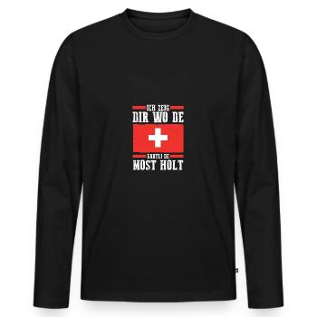 Swiss Switzerland - Men's Premium Organic Long Sleeve Shirt - black - Front - Nico (187cm)