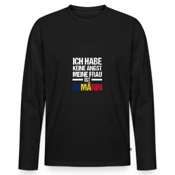 Roumains Roumanie - T-shirt manches longues Premium bio Homme - noir - Devant - Nico (187cm)