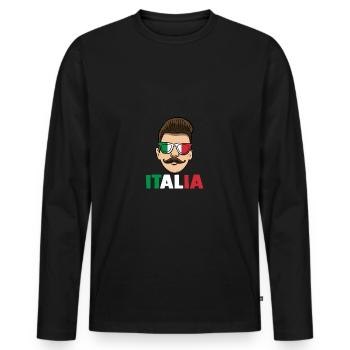 Italie Italien Italien Italie - T-shirt manches longues Premium bio Homme - noir - Devant - Nico (187cm)