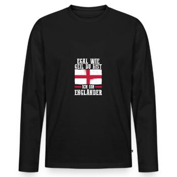 Großbritannien Engländer England - Männer Premium Bio Langarmshirt - Schwarz - Vorne - Nico (187cm)