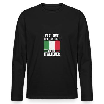 Italians Italy - Men's Premium Organic Long Sleeve Shirt - black - Front - Nico (187cm)