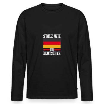 Deutscher Deutsch Deutschland - Männer Premium Bio Langarmshirt - Schwarz - Vorne - Nico (187cm)