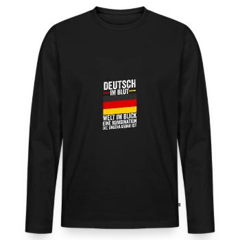 Deutscher Deutsch Deutschland - Männer Premium Bio Langarmshirt - Schwarz - Vorne - Nico (187cm)