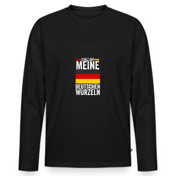 Deutscher Deutsch Deutschland - Männer Premium Bio Langarmshirt - Schwarz - Vorne - Nico (187cm)