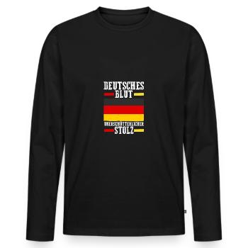 Deutscher Deutsch Deutschland - Männer Premium Bio Langarmshirt - Schwarz - Vorne - Nico (187cm)