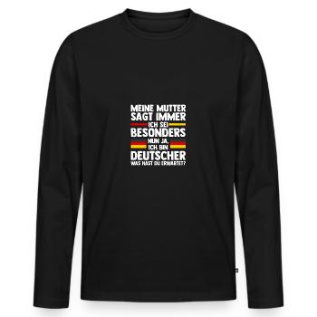 Deutscher Deutsch Deutschland - Männer Premium Bio Langarmshirt - Schwarz - Vorne - Nico (187cm)