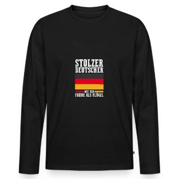 Deutscher Deutsch Deutschland - Männer Premium Bio Langarmshirt - Schwarz - Vorne - Nico (187cm)