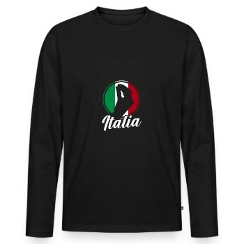 Italie Italien Italien Italie - T-shirt manches longues Premium bio Homme - noir - Devant - Nico (187cm)