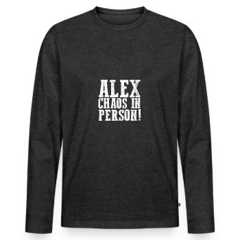 Alexander Alexandra Alexa Alex - Männer Premium Bio Langarmshirt - Anthrazit meliert - Vorne - Nico (187cm)