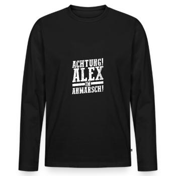 Alexander Alexandra Alexa Alex - Männer Premium Bio Langarmshirt - Schwarz - Vorne - Nico (187cm)
