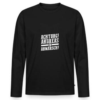 Vorname Andreas - Männer Premium Bio Langarmshirt - Schwarz - Vorne - Nico (187cm)
