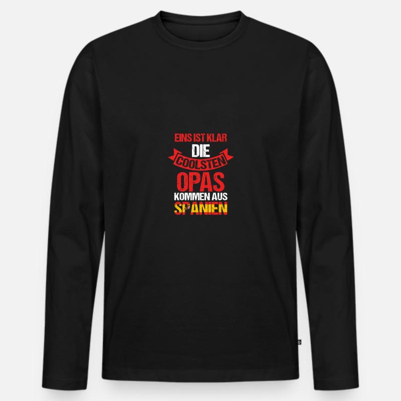 Spanier Opa Großvater Spanien - Männer Premium Bio Langarmshirt - Schwarz