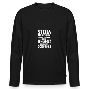 Vorname Dorffest Stella - Männer Premium Bio Langarmshirt - Schwarz - Vorne - Nico (187cm)