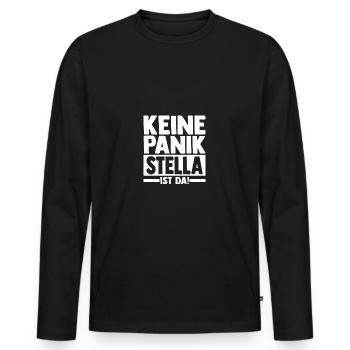 Vorname Stella - Männer Premium Bio Langarmshirt - Schwarz - Vorne - Nico (187cm)