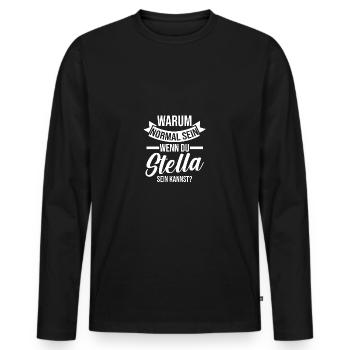 Vorname Stella - Männer Premium Bio Langarmshirt - Schwarz - Vorne - Nico (187cm)