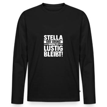 Vorname Stella - Männer Premium Bio Langarmshirt - Schwarz - Vorne - Nico (187cm)