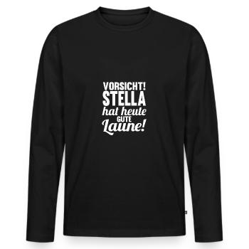 Vorname Stella - Männer Premium Bio Langarmshirt - Schwarz - Vorne - Nico (187cm)