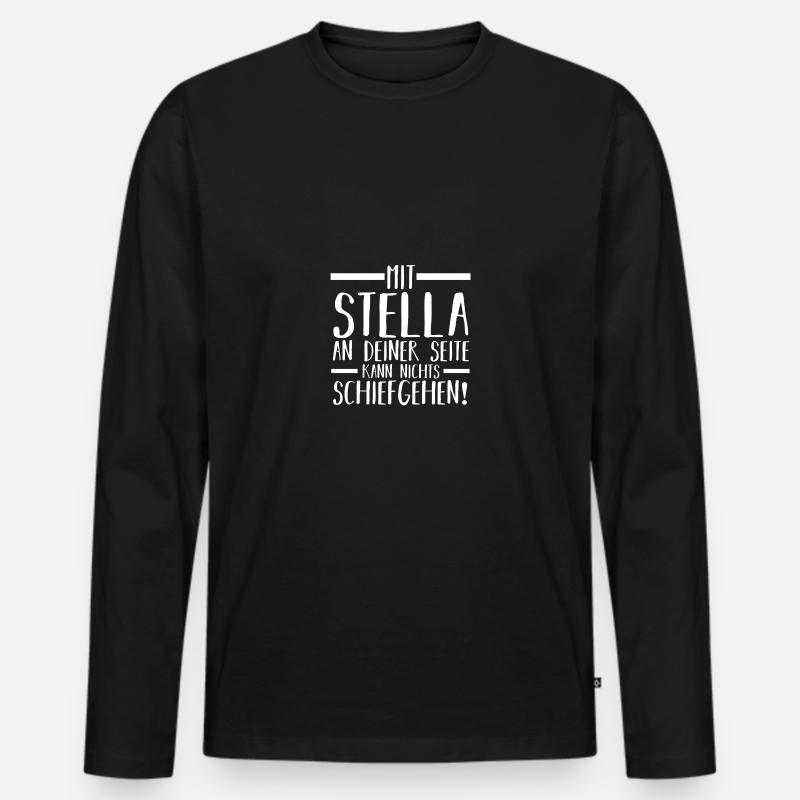 Vorname Stella - Männer Premium Bio Langarmshirt - Schwarz