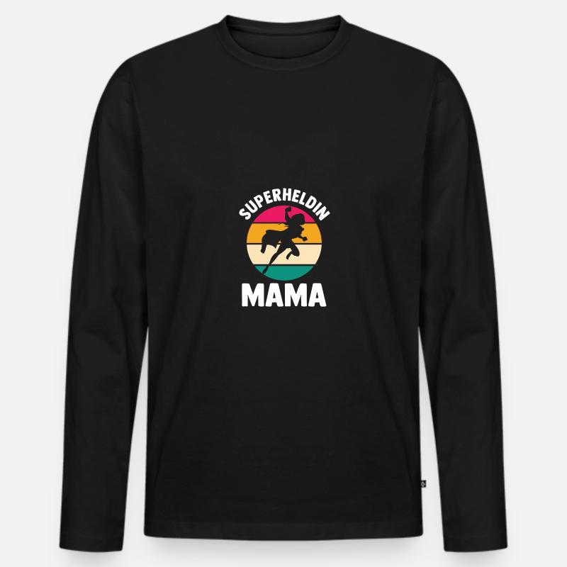 Mutter Superheldin Mama - Männer Premium Bio Langarmshirt - Schwarz