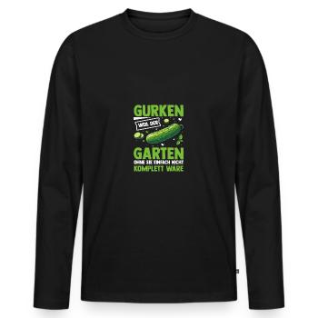 Jardinier Concombre Jardin fermier - T-shirt manches longues Premium bio Homme - noir - Devant - Nico (187cm)