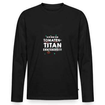 Jardinier Tomate Jardin Fermier - T-shirt manches longues Premium bio Homme - noir - Devant - Nico (187cm)