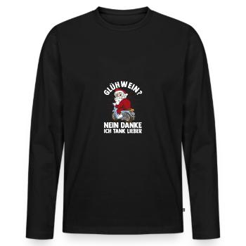 Père Noël moto Noël Noël - T-shirt manches longues Premium bio Homme - noir - Devant - Nico (187cm)