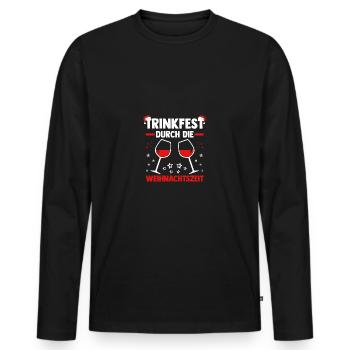 Santa Claus Christmas Party Christmas Mulled Wine - Men's Premium Organic Long Sleeve Shirt - black - Front - Nico (187cm)