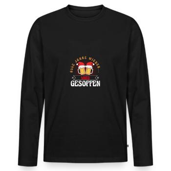 Santa Claus Christmas Party Christmas Mulled Wine - Men's Premium Organic Long Sleeve Shirt - black - Front - Nico (187cm)