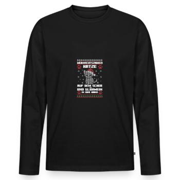 Père Noël Fête de Noël Noël Chats - T-shirt manches longues Premium bio Homme - noir - Devant - Nico (187cm)