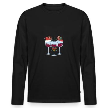Wein Glühwein Weinglas Weihnachts - Männer Premium Bio Langarmshirt - Schwarz - Vorne - Nico (187cm)