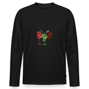 Wein Glühwein Weinglas Weihnachts - Männer Premium Bio Langarmshirt - Schwarz - Vorne - Nico (187cm)