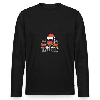 Wein Glühwein Weinglas Weihnachts - Männer Premium Bio Langarmshirt - Schwarz - Vorne - Nico (187cm)