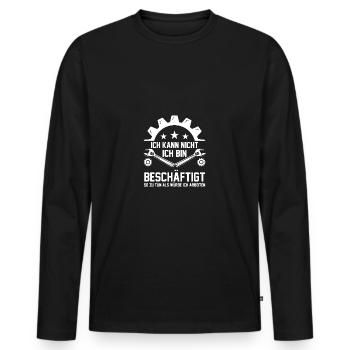 Je ne peux pas travailler, je suis occupé - T-shirt manches longues Premium bio Homme - noir - Devant - Nico (187cm)